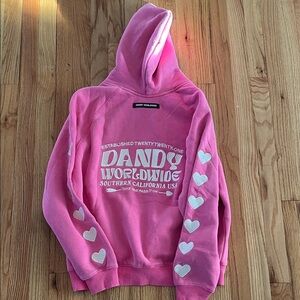 DANDY Worldwide Pink Heart Hoodie NWT XS